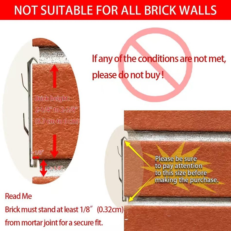 qieoyk Brick Clips - 8 Pcs Heavy Metal Wall Hangers