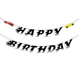 Elaliyi Race Car Birthday Banner Hot Wheels Birthday Decorations Happy Birthday Banner Cars Decorations Racing Themed Party, Boys Racing Themed Birthday Decorations