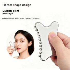 괄사판 얼굴 마사지용 스테인리스 스틸 바디 스크래핑 플레이트 스파 목과 등용 [03 F] Gua Sha Plate Stainless Steel Body Scraping Plate for Face Massage Spa for Neck and Back [03 F]