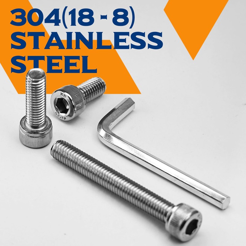 M8-1.25 x 30mm Hex Socket Head Cap Screws Bolts, 304