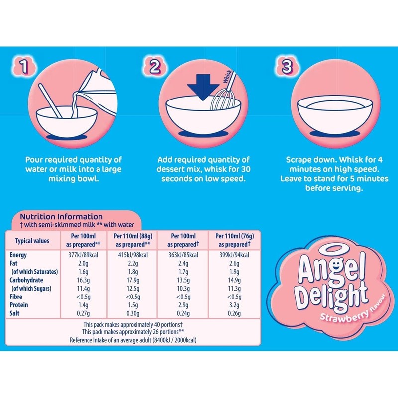 Angel Delight Strawberry Flavour - 59g - Pack of 6