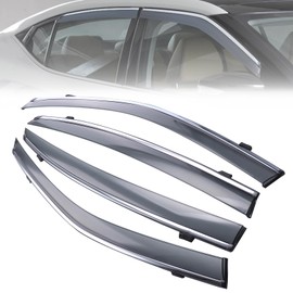MotorFansClub 4PCS Window Visor Vent Fit for Nissan Maxima 4 Door 2016 2017 2018 2019 2020 2021 2022 2023 Window Deflectors Sun Rain Guard Smoke Color with Chrome Trim