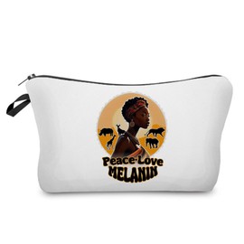 Livel lhood African American Makeup Bag Cute Small Organizer Zipper Pouch Peace Love Melanin Cosmetic Bag Inspiring Birthday Present for Black Women Friends, hzt0754, Small
