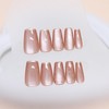 KAVI' S 24pcs French Tip Stick on Nails Cat Eye