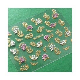 Generic Pink Daisy Rose Flowers 5 Petals Rhinestone Nail Art Sticker Ble327J Nail Wraps Art Stickers Manicure Supplies for Women for Home Nails Full Long Lasting Easy Apply and Remove