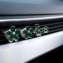 Joynaamn 8 PCS Car Accessories for Women, Flower Air Vent Clips Air Freshner Air Conditioner Outlet Decoration Car Interior Decor Charm, Green