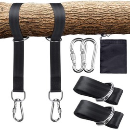Swing Hammock, Securing Belt, 59.06 inches (150 cm), Load Capacity 2,204 lbs (1,000 kg), Safe, Abrasion Resistant, Anti-Slip, Easy Installation, 2 Carabiners, 1 Dedicated Storage Bag