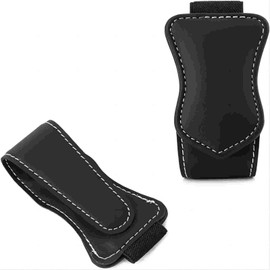 SILMAR FASHOW Sonnenbrillenhalter für Auto Sonnenblende, Leder Brillenaufhänger Halterung, magnetischer Brillenhalter und Ticket Card Clip, Auto Innenausstattung Zubehör Universal Schwarz