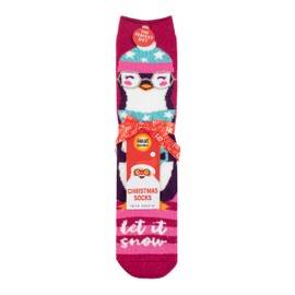 HEAT HOLDERS Winter Warm Thermal Christmas LITE Socks (Mrs Penguin - 32PEN)