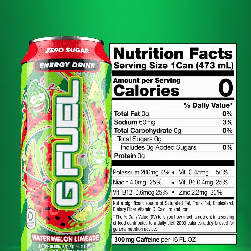 G Fuel Energy Drink, Watermelon, Sugar Free Beverage with 300mg