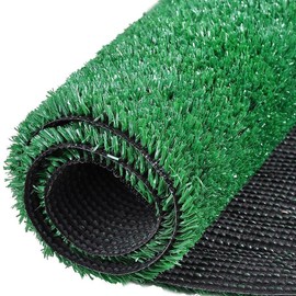 Artificial Grass Turf Indoor Outdoor Rug 9FTX9FT Fake Grass Backdrop Synthetic Lawn Landscape, Faux Turf Mat for Decor, Astroturf for Dogs with Drain Holes