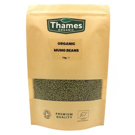Organic Mung Beans 1kg - High Fibre, High Protein, Raw, Vegan, Certified Organic, GMO-Free - No Additives or Preservatives - Nutritious, Versatile, and Sustainable - Thames Organic