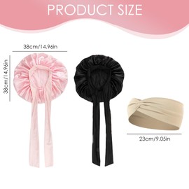 XdealCozyxc 2 Pcs Silk Bonnet for Sleeping, Satin Bonnet, Adjustable Silky Hair Bonnet for Women Multicolour