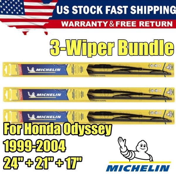 Michelin 3pk Front & Rear Wipers For Honda Odyssey 1999-2004
