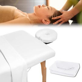 Beauty Bed Cover, 3 Piece Microfiber Massage Bed Cover, Massage Couch Cover Includes Bedsheet, Bedcover, Pillowcase, Massage Table Cover for Beauty Salon Spa 0.9m/2.9ft Beds (White)