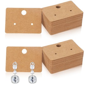 100 Pcs Earring Cards Kraft Paper Earrings Tags Earring Display Cards Hanging Earrings Card Earring Packaging Cards for Selling Earring Jewelry Ear Studs Display (Brown)