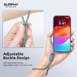 SURPHY 2 Stück Handykette Universal, Verstellbares Handy Handschlaufe Handyanhänger Trageband Schlüsselband für Airpods Handyhülle USB-Stick Kamera Schlüsselanhänger, Grün & Grau