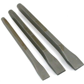 Cold Chisel Set, 3/8", 1/2", 5/8" inch Sizes, for Cutting, Removing, and Forming Metal