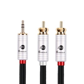 BOAACOUSTIC JIB HiFi RCA to Jack 3.5 Audio Cable, 3.5 mm Aux Male to 2 RCA Male Audio Auxiliary Cable, Stereo Y Splitter Adapter Cable 1 m