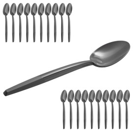 Grizzly Besteckset aus Kunststoff I 20er Set Mehrweg Esslöffel I Stabil, Spülmaschinenfest I 100% Recyclebar I Wiederverwendbares Anthrazit Besteck