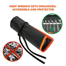 Arsenal 5873 Wrench Roll-Up Pouch, Short, 14-Pockets, Black