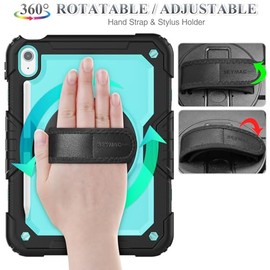SEYMAC stock SEYMAC stock for iPad 11th Generation Case A16 11 inch 2025/iPad 10th Generation Case 10.9 inch 2022, Full-body Shockproof with Screen Protector, 360 Rotating Stand/Hand Strap, Pencil Holder, Skyblue