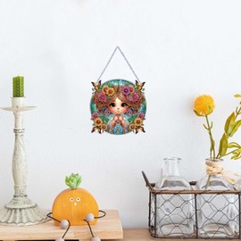 RYMILIE Diamond Art Painting Pendant Kits 5D Diamond Art Painting Art Hanging Kit Cute Little Girl DIY Diamond Crystal Window Pendant Kit for Adults Gift Wall Home Decoration