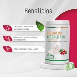 Nutrasien100 Colágeno Hidrolizado en Polvo | Con Vitamina C y Magnesio | 300g | Sabor Frutos Rojos | Sin Azúcar | Sin Gluten | Para Piel, Cabello y Articulaciones