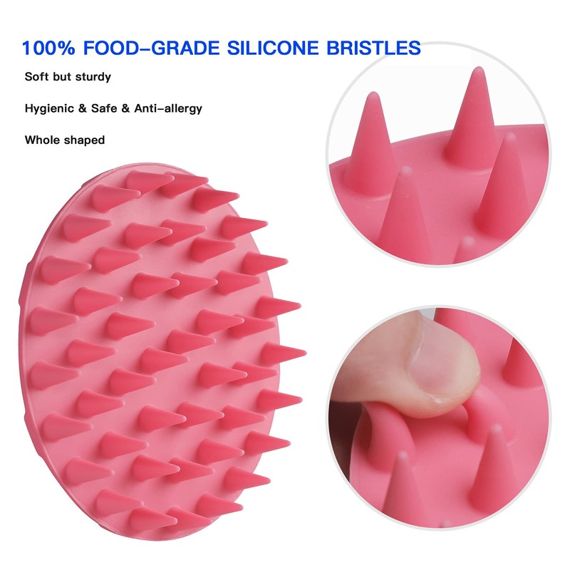 One-piece Silicone Scalp Massager Shampoo Brush Hair Wash Scrubber, Pink