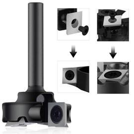 SpeTool Spoilboard Surfacing Planing Router Bit 2+2 Inserts Cutter Flycutter Leveler Slab Flattening Woodworking Milling Bit 1/4 Inch Shank, 1-1/4" Cutting Diameter