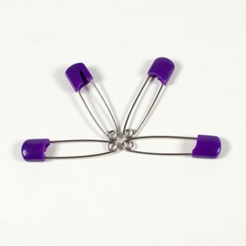 OsoCozy Cloth Diaper Nappy Pins 4 Packs - 4 Stainless Steel Safety Pins with Locking Plastic Heads. Durable, Safe and Cute 2.2 Inches Long (Purple)
