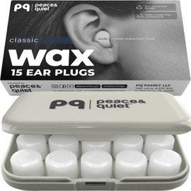 PQ Tapones de Cera para Dormir - 15 Tapones de Cera de Silicona para Dormir y Nadar, de Gel para los Oídos para Cancelación de Ruido & Protección para los oídos, con bloqueo de sonido nivel 32 Db (15 unidades)
