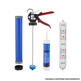 Right Hand Sausage Caulking Gun Manual 20 oz Leakproof Cylinder Dispenser for Glue Adhesive & Sealant with 10 Cone Nozzles, 32 Pc. Trowel & Scraping Tools Easy, Soft Grip Handle & Ladder Hook