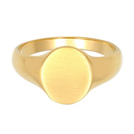 Kuzzoi 0602962120 Men's Signet Ring Oval Matte Solid 12 mm Wide in 925 Sterling Silver Gold-Plated Basic Silver Ring Yellow Gold-Coloured Ring for Men in Ring Size 60 – 66, Sterling Silver