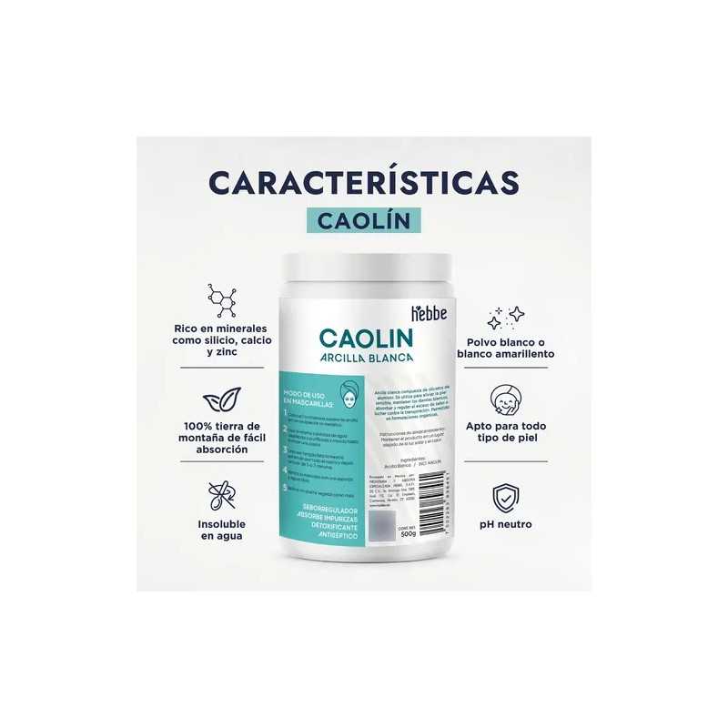Arcilla Blanca Cosmética Caolin Mascarillas Facial 500g