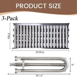 Dongftai SN291A and SA2171 (2-Pack) 18 5/8" Stainless Steel Cooking Grid and Burner for DCS 27DBQ, 27DBQR, 27DBR, 27DSBQ, 27DSBQR, 27FSBQ, 27FSBQR, 36DBQ, 36DBQAR, 36DBQR.