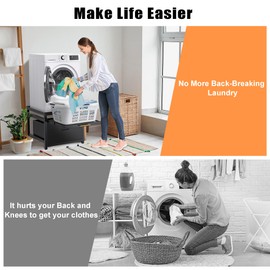 GDLF Washer Dryer Pedestal, 24.1" Laundry Pedestal for Compact Washing Machine, Washer and Dryer Stand with Shelf and Base Storage