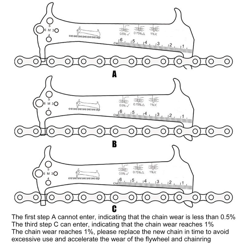 Chain Wear Indicator, 3 in 1 Stainless Steel Bicycle Chain