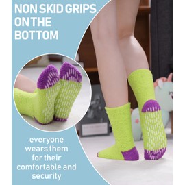 Yebing Non Slip Hospital Socks for Women with Grips Fuzzy Cozy Anti Skid Slipper Socks Winter Warm Soft Fluffy Sleep Socks 5 Pairs Non Slip Mixed Color