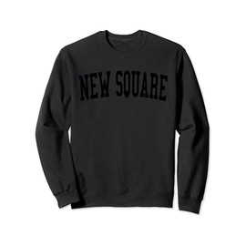 Vintage New Square NY Distressed Black Varsity Style Sweatshirt