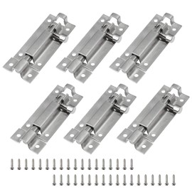 LDEXIN 6Pcs Barrel Bolt, Upgrade 2.36 Inches/60mm Slide Latch Lock, Thickened Stainless Steel Slide Lock for Door, Brushed Finish Sliding Door Latch with Mounting Screws to Keep You Safe and Private