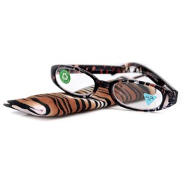 Isabella, Premium Reading Glasses, Fashion Reader Zebra Brown Print +1.25 +1.50 +1.75 +2 +2.25 +2.50 +2.75 +3. Oval Shape. NY Fifth Avenue.