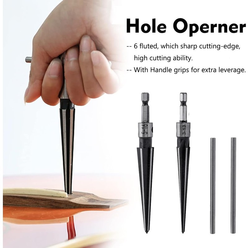 Bestgel 2pcs Tapered Reamer, Straight Flute T Shape Hand Tapered