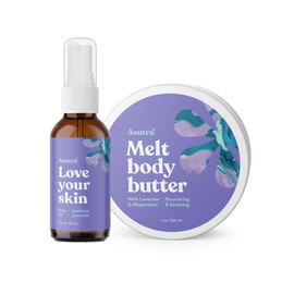 ASUTRA Lavender Gift Set – 7 oz Magnesium Body Butter with Lavender, 2 oz Body Oil, Soothing and Hydrating Skincare with Aromatherapy