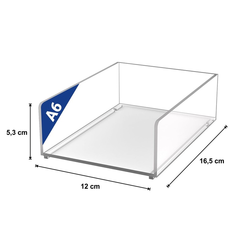 Maul Index Card Box A6 Acrylic Drawer Organizer, Clear, Stackable,