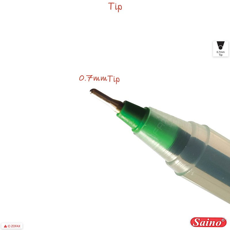 SAINO 20 x 0.7mm Fine Tip Softek GREEN Ballpoint Pens
