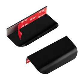 Cekikibi 10 Pack Adhesive Edge Finger Pulls for Cabinets，Kitchen Aluminium Alloy Concealed Drawer Pulls No Drilling Required Flat Stick On Cabinet Handles (Black, 3.15" Overall Length)