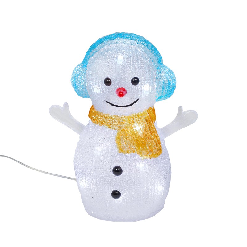 Lights4fun Outdoor Christmas Figure Light Up LED Acrylic Snowman Plug