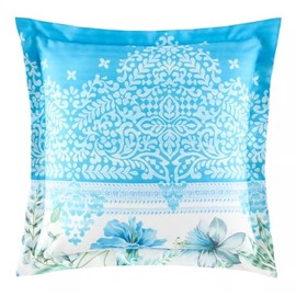 BASSETTI Casablanca 9332187 Cushion Cover for Bed Linen 100% Cotton Satin Celeste C1 40 x 40 cm