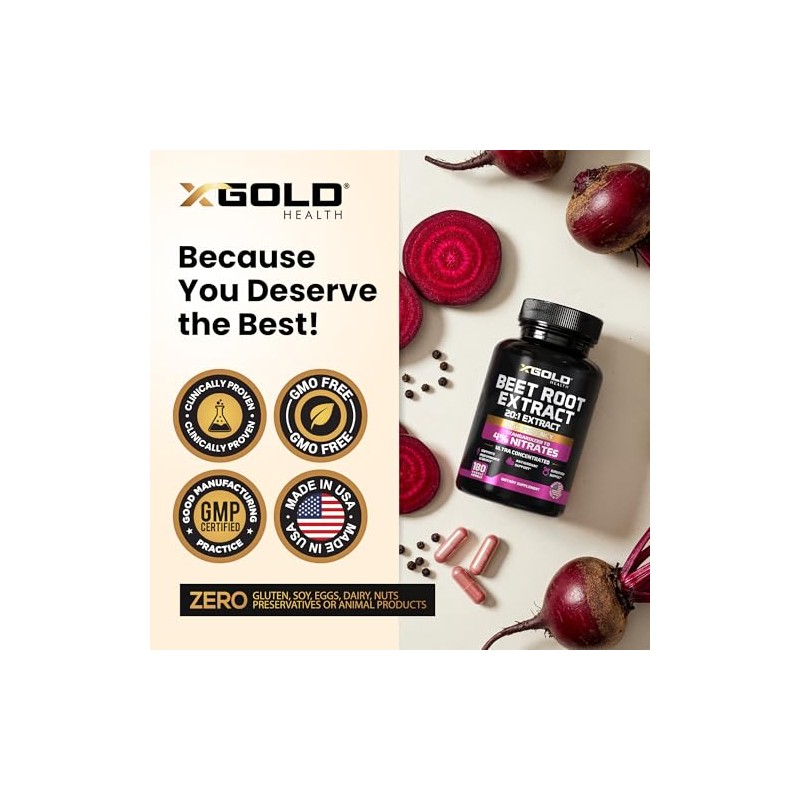 X Gold Health Cápsulas De Extracto De Raíz De Remolacha